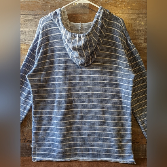 Ocean Drive Raw Edge Hooded Sweatshirt Drop Shoulder - Picture 16 of 16